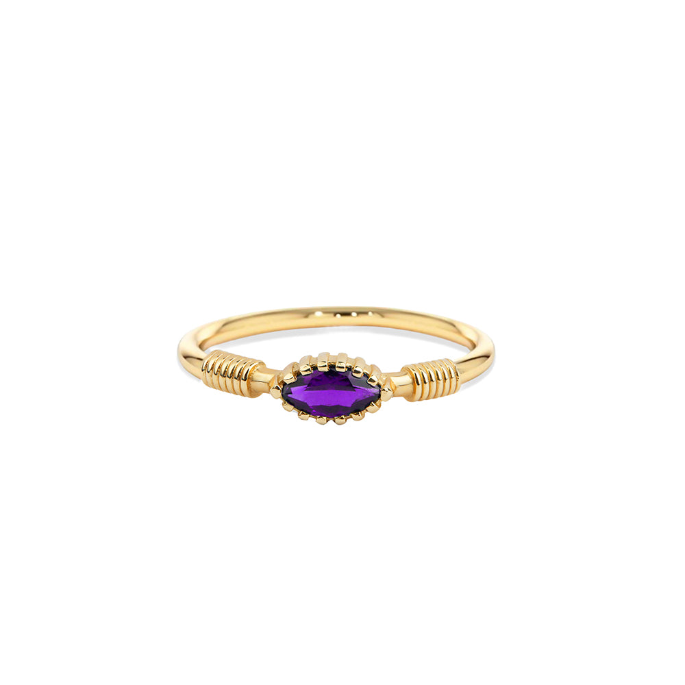14K Gold Purple Amethyst Ring