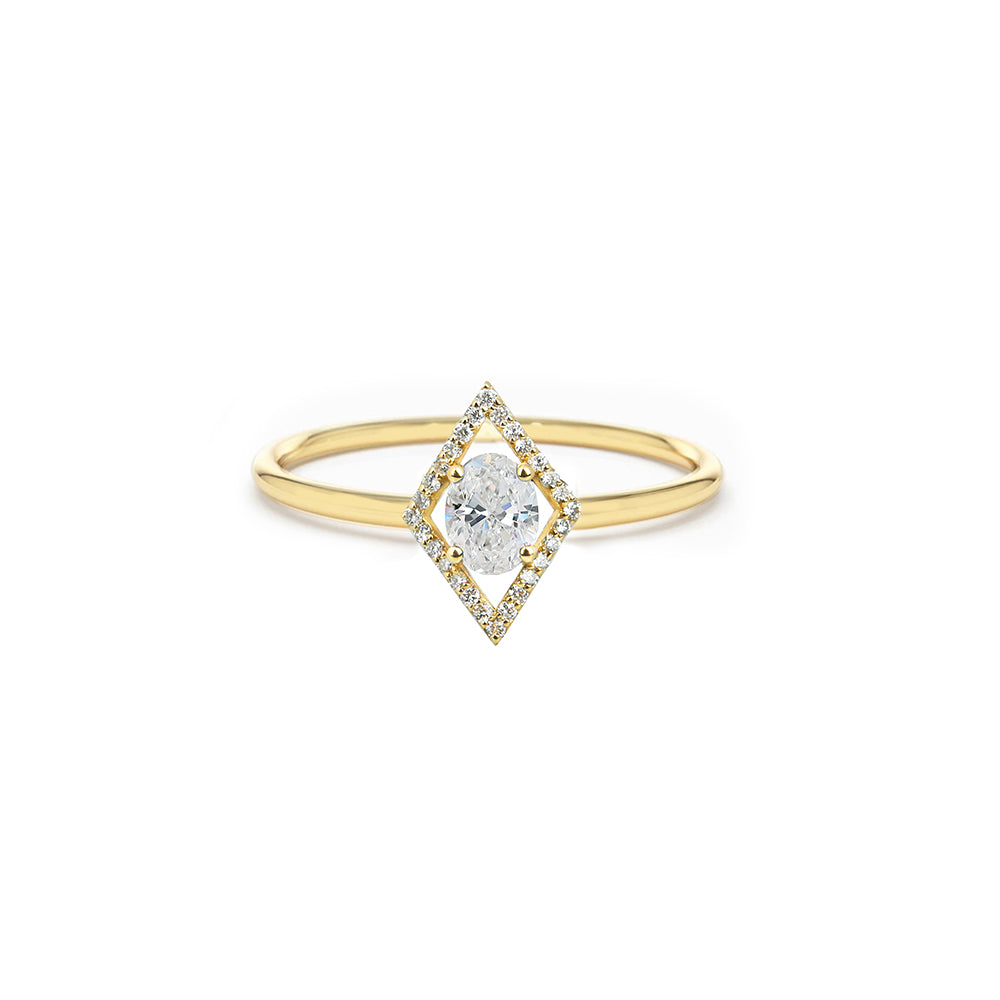 14K Gold Oval White Sapphire Ring / Valentine's Day Gift