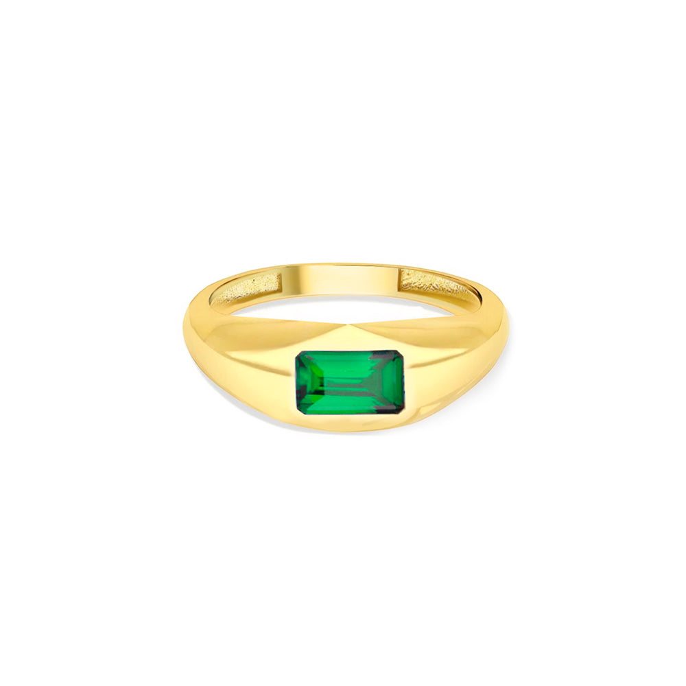 14K Gold Emerald Signet Ring / Anniversary Gift