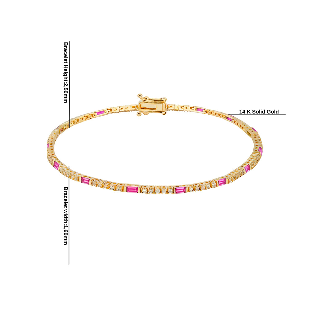 Natural Pink Sapphire Diamond Tennis Bracelet