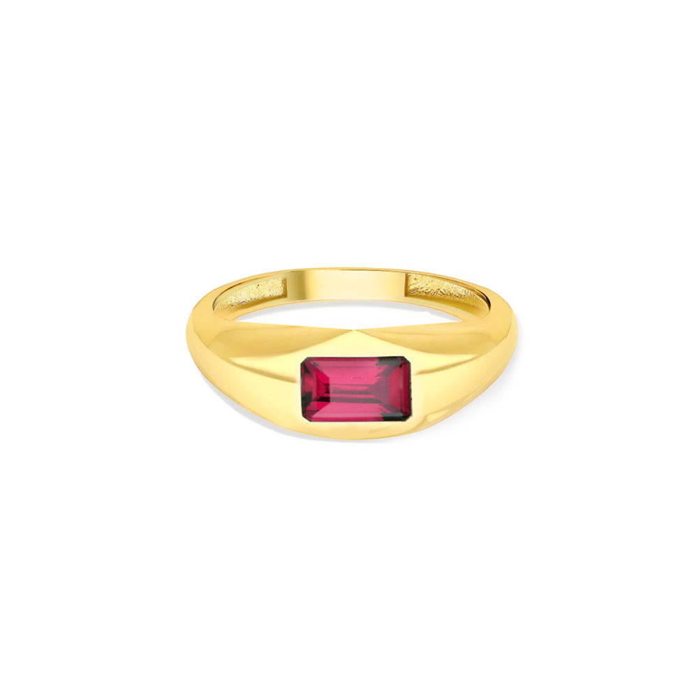 14K Gold Ruby Signet Ring / Birthday Gift