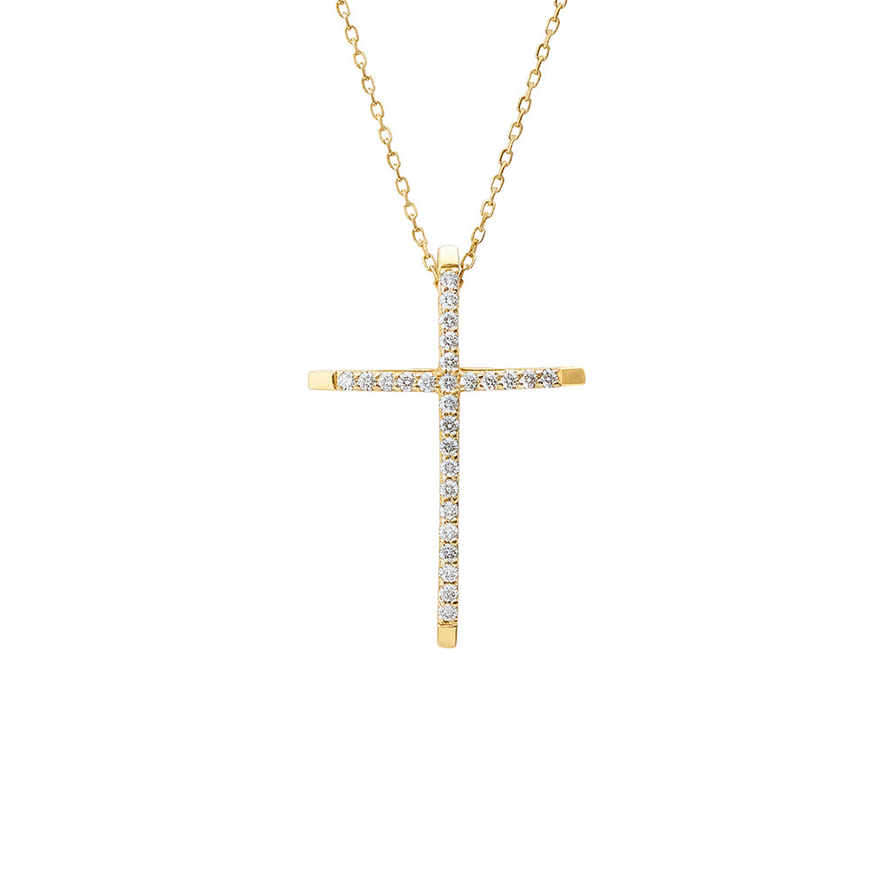 Contemporary Diamond Cross Necklace