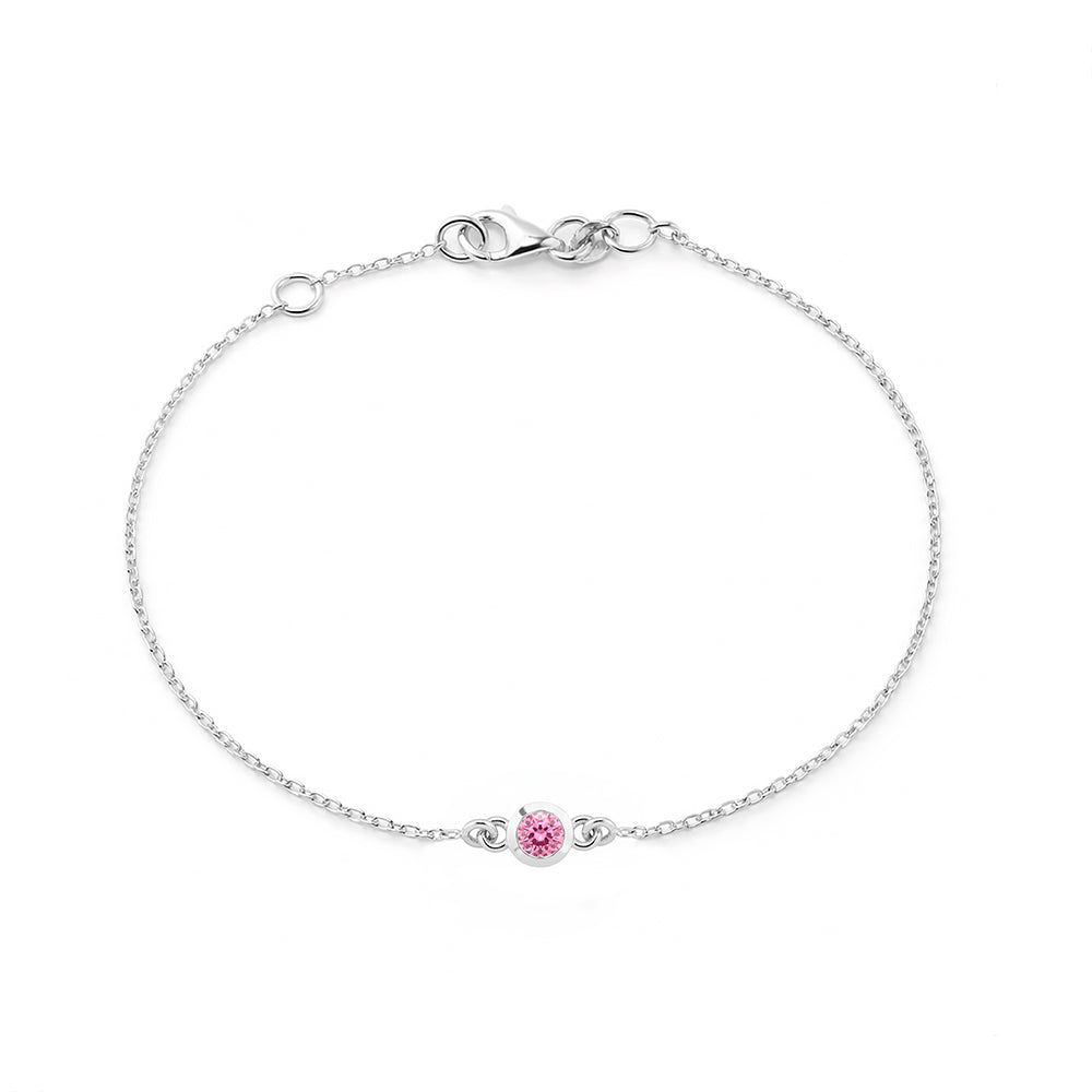 Round Pink Sapphire Bracelet, Romantic Gift