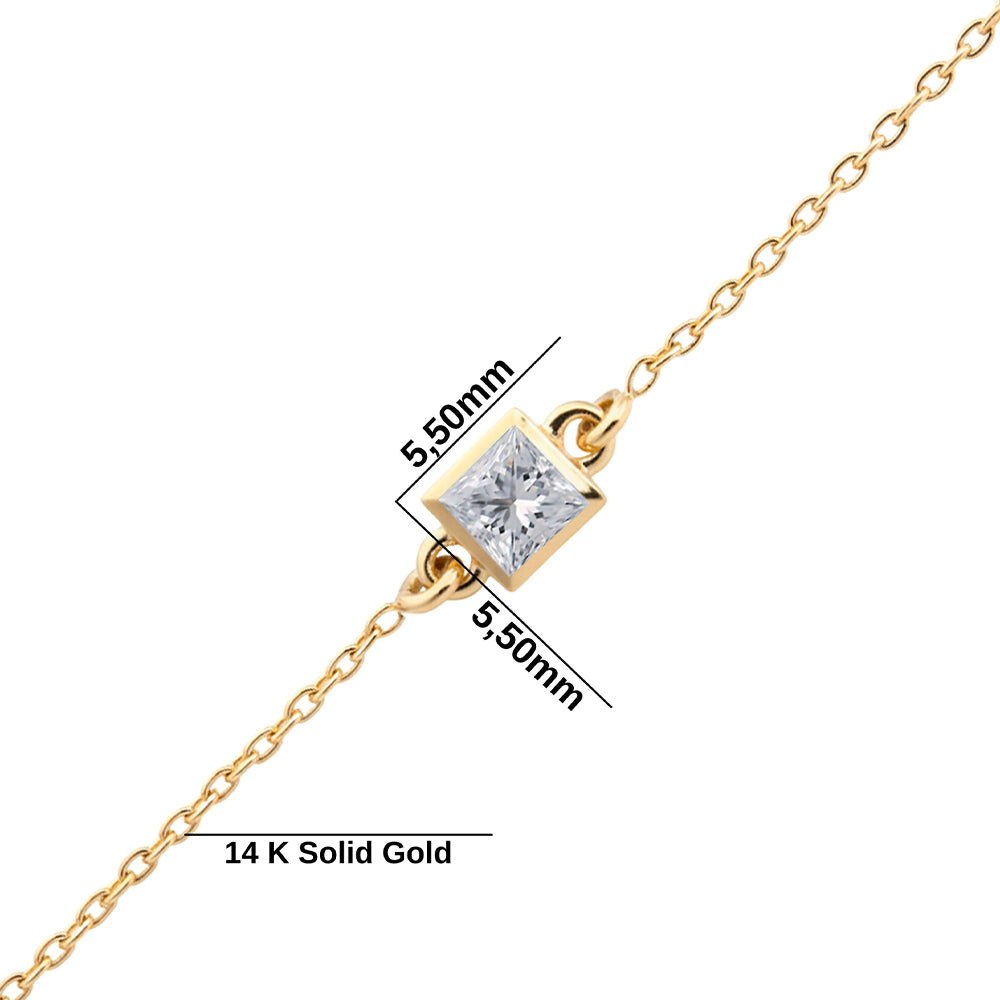 Square White Sapphire Bracelet, Anniversary Gift