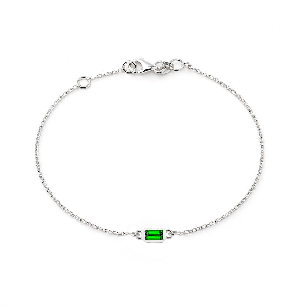 14K Gold Baguette Emerald Chain Bracelet