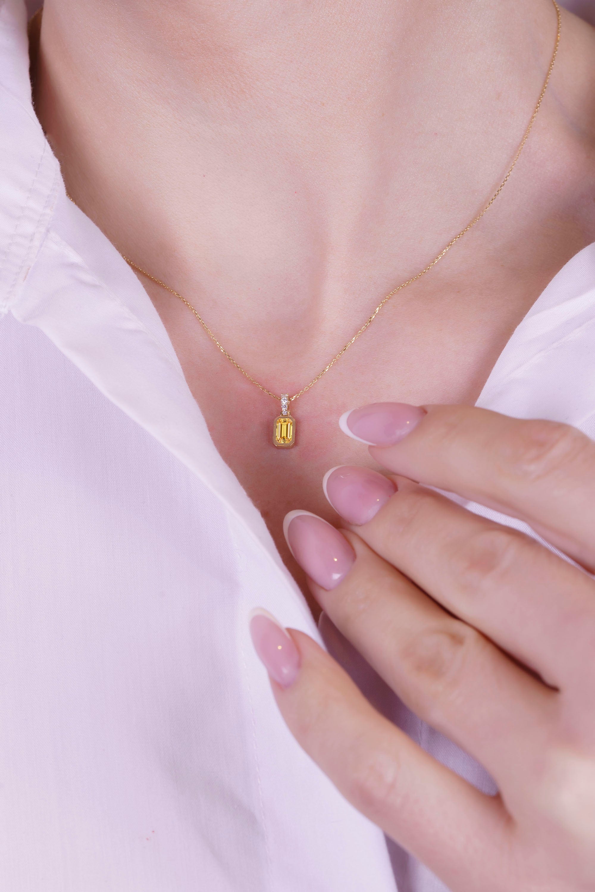 14K Gold Citrine Necklace, November Birthstone Necklace