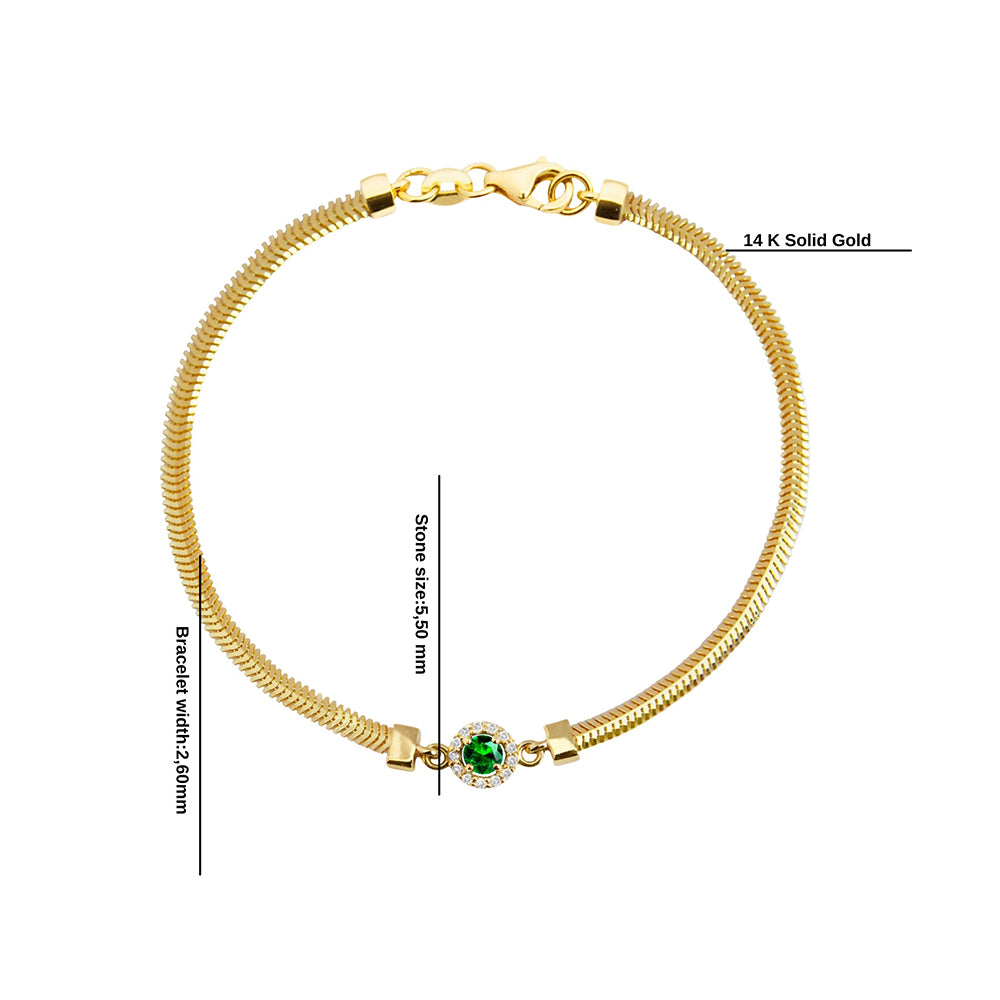14K Gold Round Emerald Diamond Bracelet