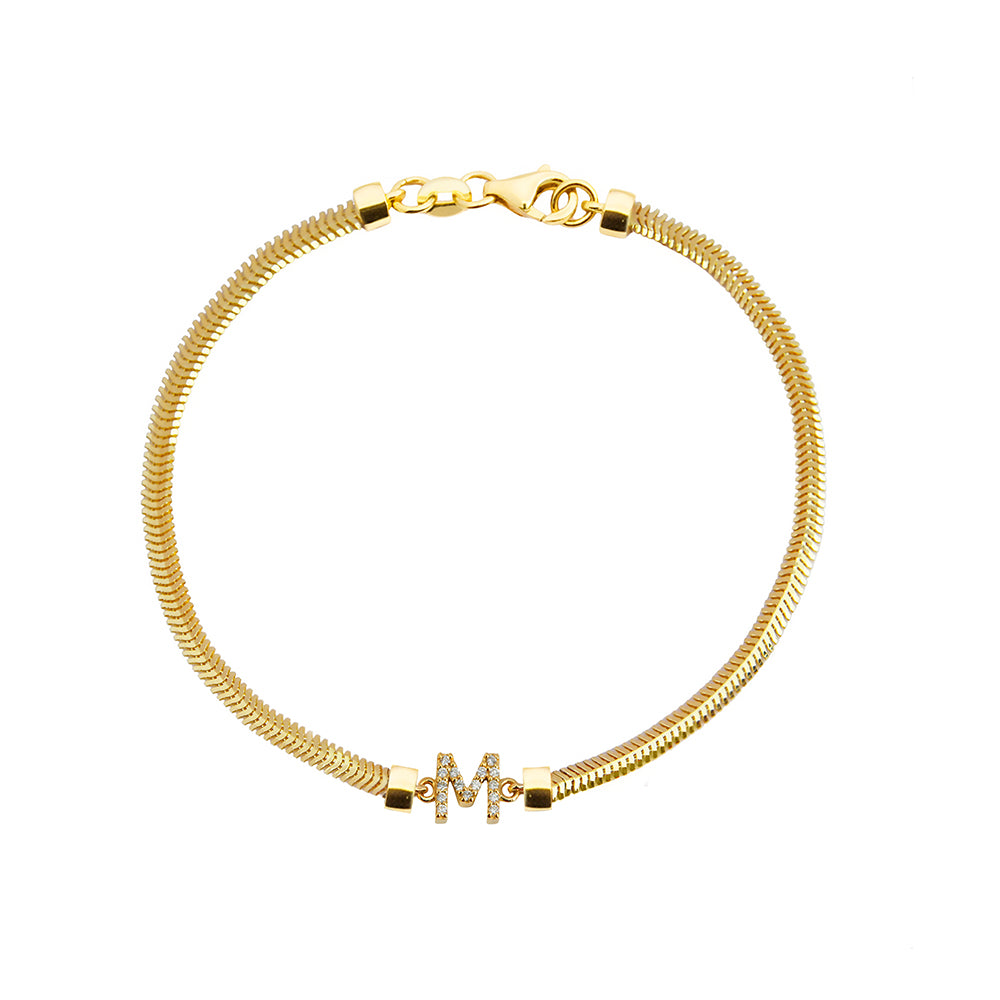 14K Gold Letter M Diamond Bracelet / Personalized Bracelet
