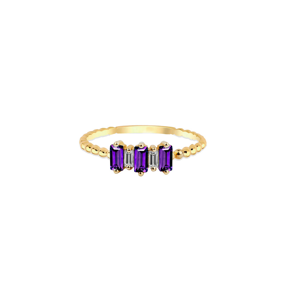14K Gold Art Deco Amethyst Ring / Promise Ring