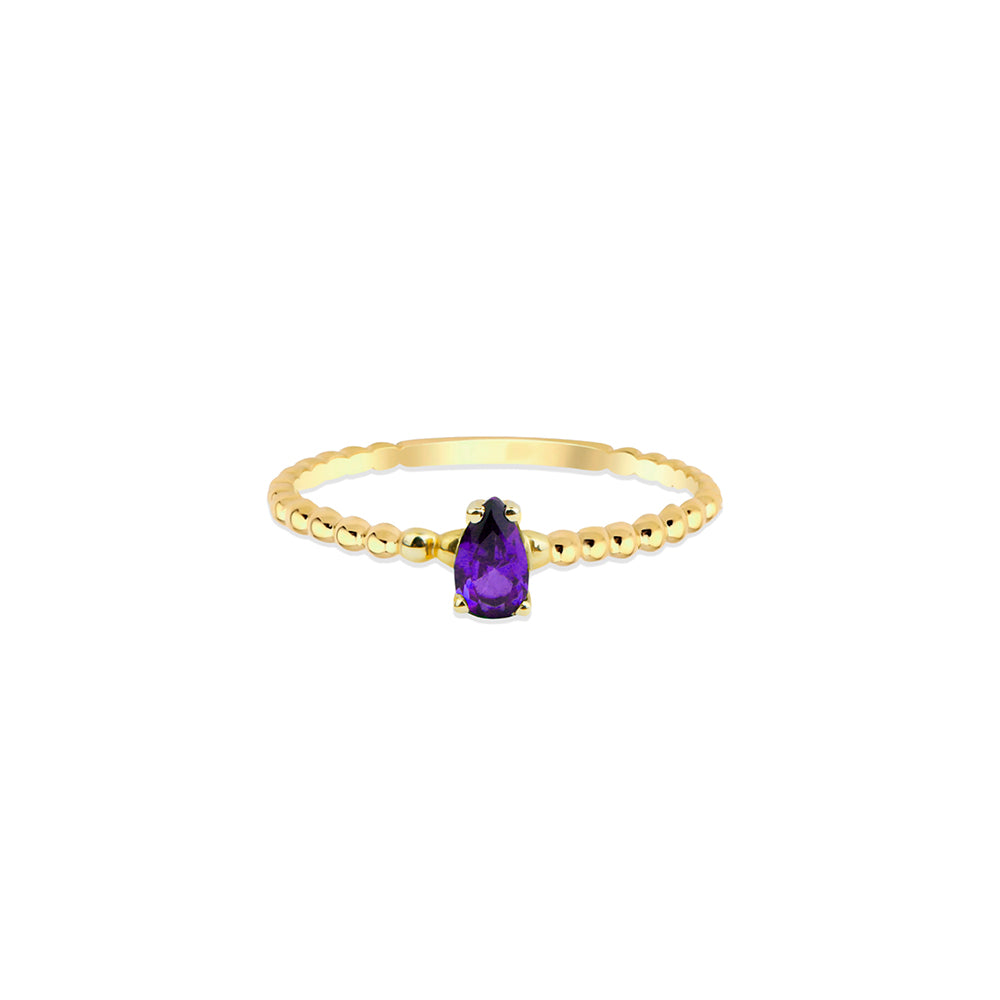 14K Gold Pear Amethyst Ring