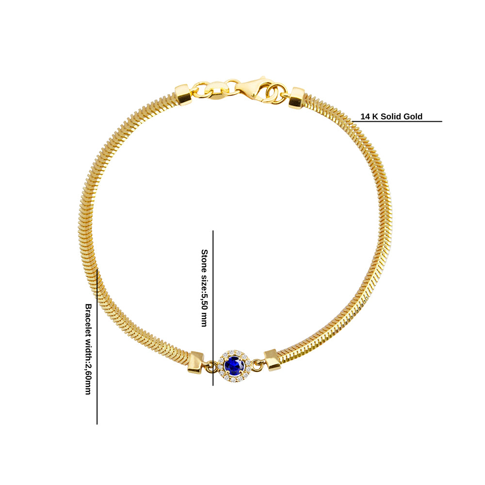 14K Gold Blue Sapphire Bracelet / September Birthstone Gift