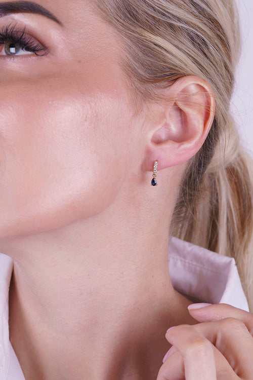 14K Gold Natural Sapphire Drop Earrings