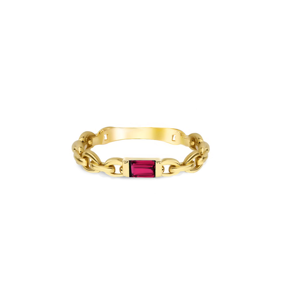 Ruby Baguette Ring / Romantic Gift