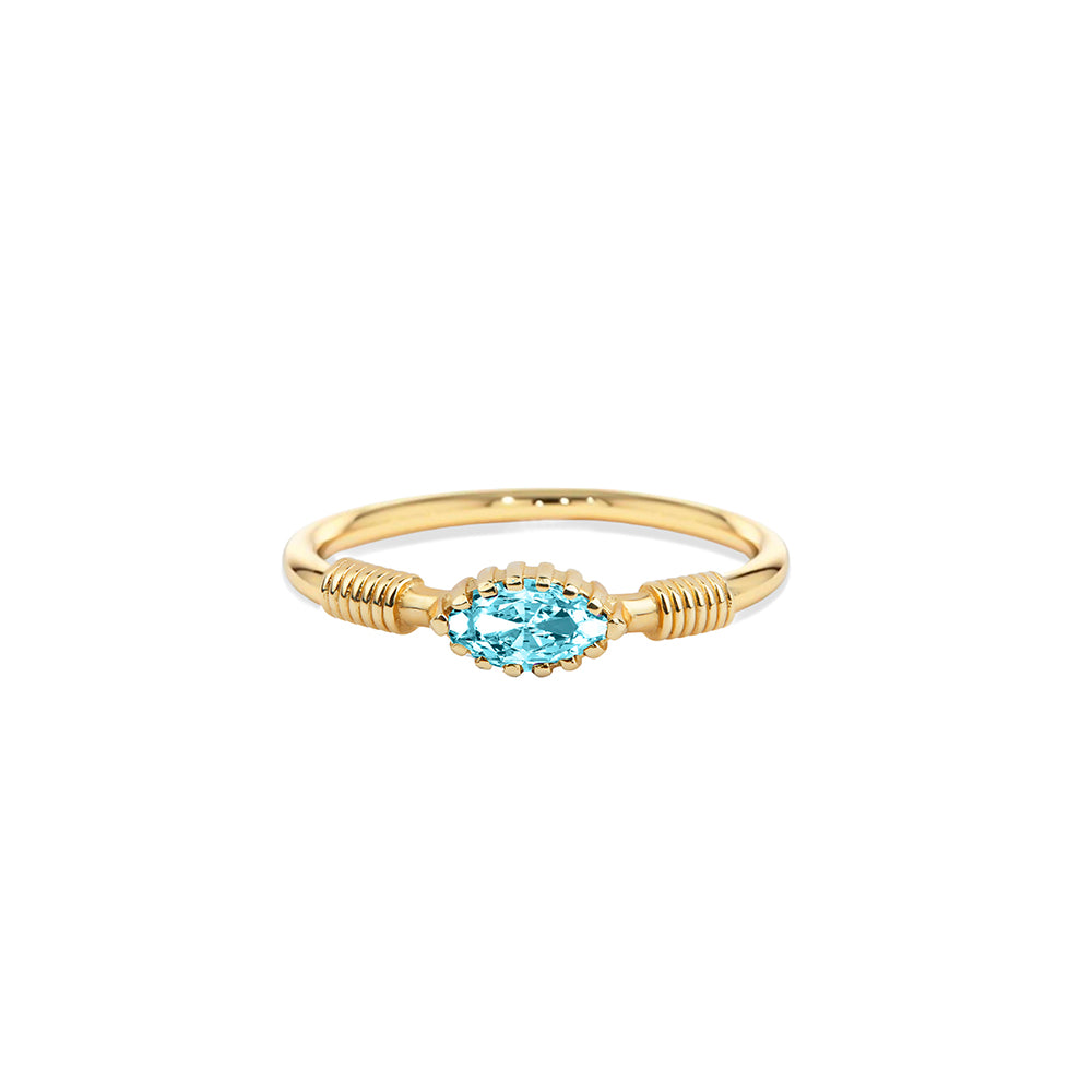 14K Gold Aquamarine Marquise Ring / March Birthstone Jewelry