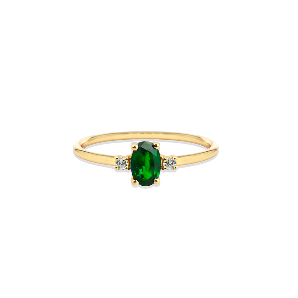 14K Gold Emerald Engagement Ring