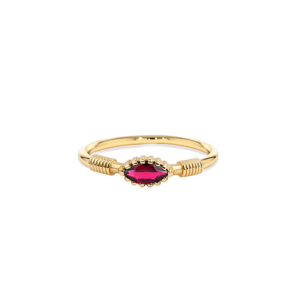 14K Gold Marquise Ruby Ring / Birthday Gift