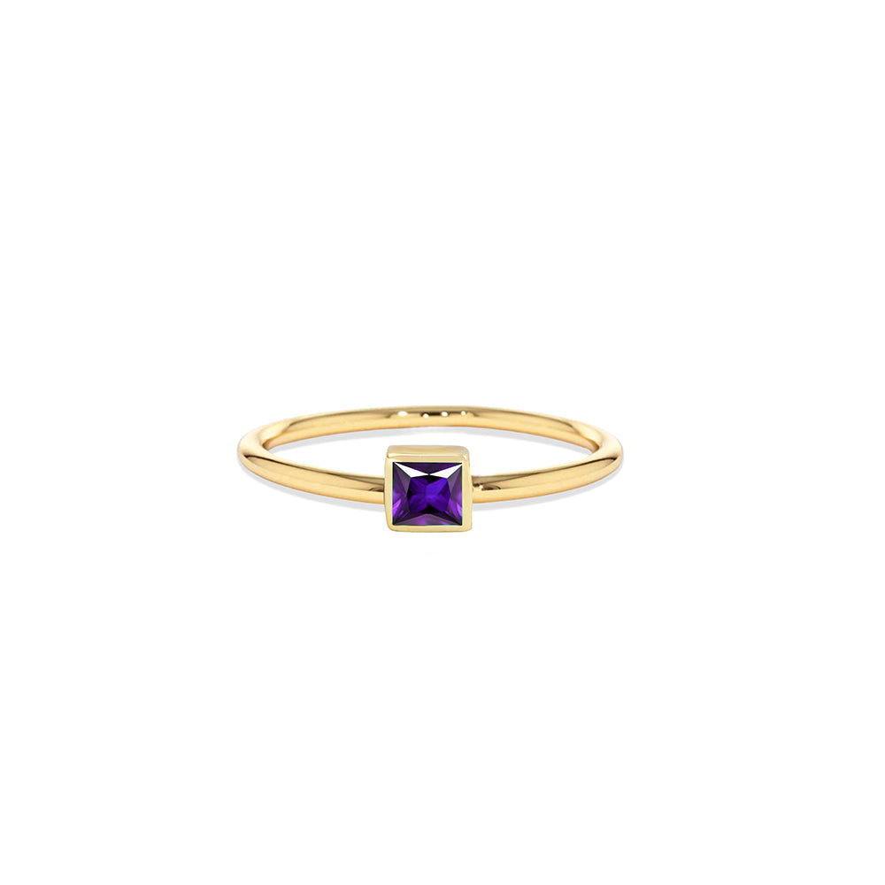 14K Gold Amethyst Solitaire Ring
