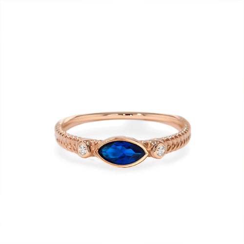 14K Gold Natural Sapphire Marquise Ring
