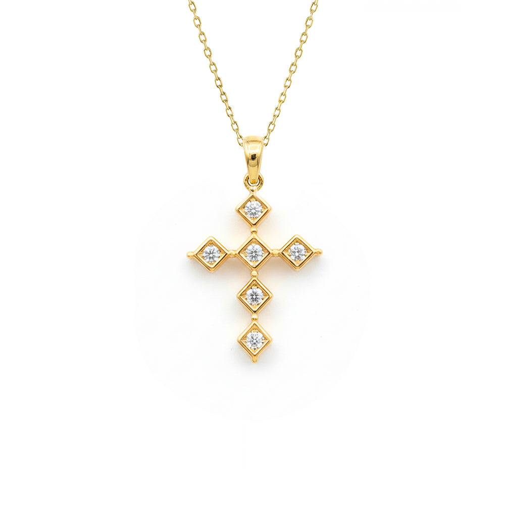 14K Gold Diamond Religious Necklace / Contemporary Christian Jewelry