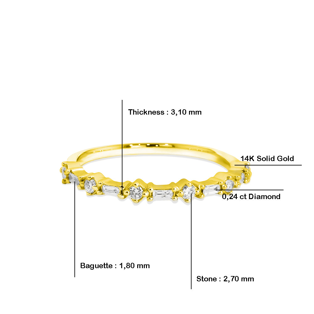 14K Gold Alternating Diamond Band
