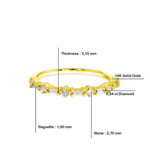 14K Gold Alternating Diamond Band