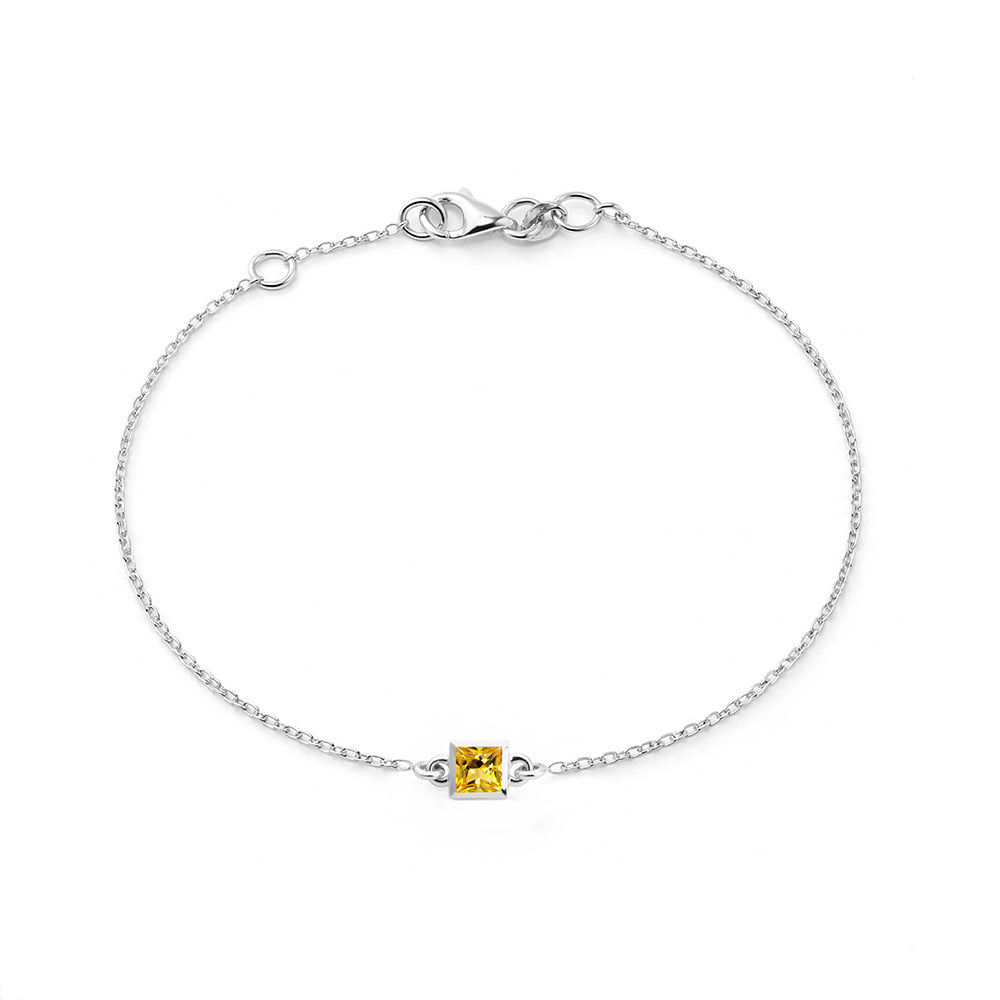 Princess Cut Natural Citrine Bracelet