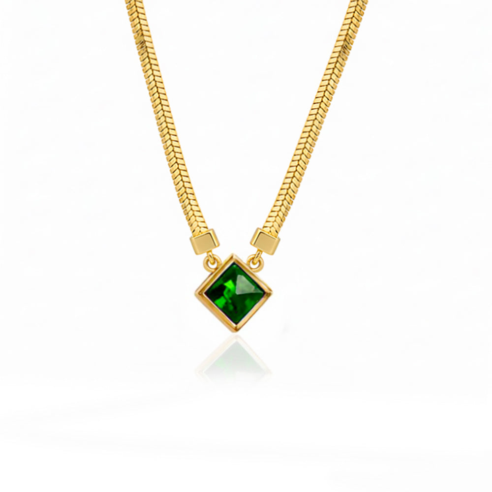 14K Gold Emerald Necklace, May Birthstone Gift for Her