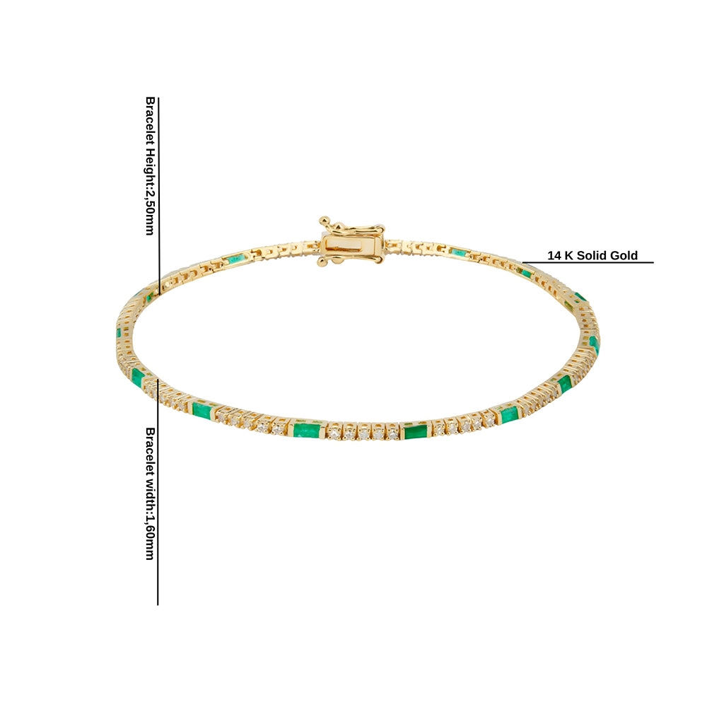 Natural Emerald Diamond Tennis Bracelet / Anniversary Gift
