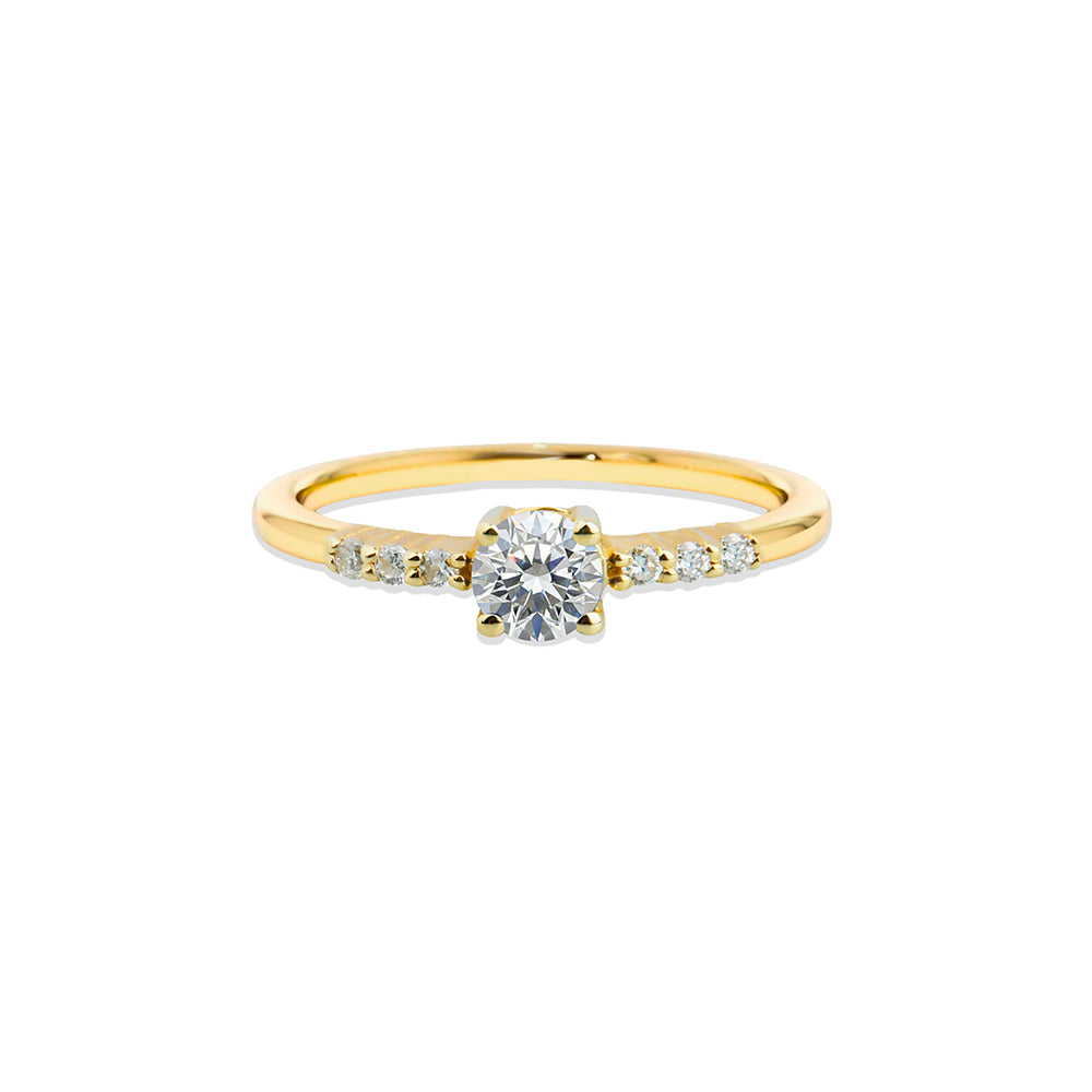 14K Gold White Sapphire Engagement Ring