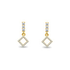 14K Gold Diamond Square Earrings