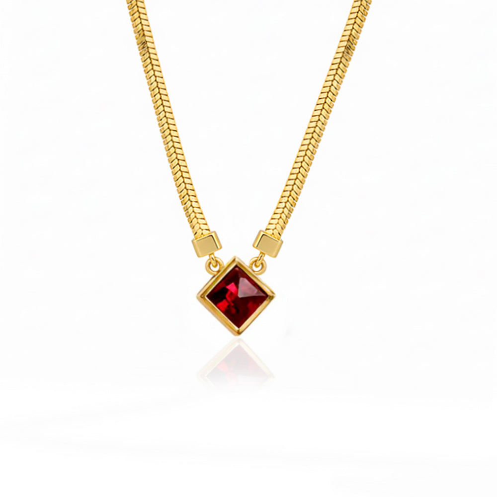 14K Gold Everyday Ruby Necklace