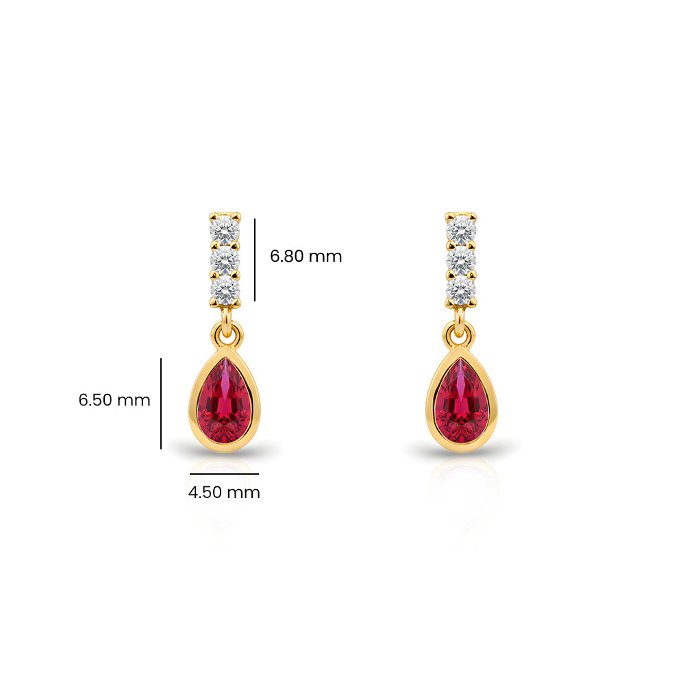 14K Gold Ruby Teardrop Earrings