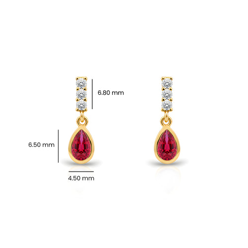 14K Gold Ruby Teardrop Earrings