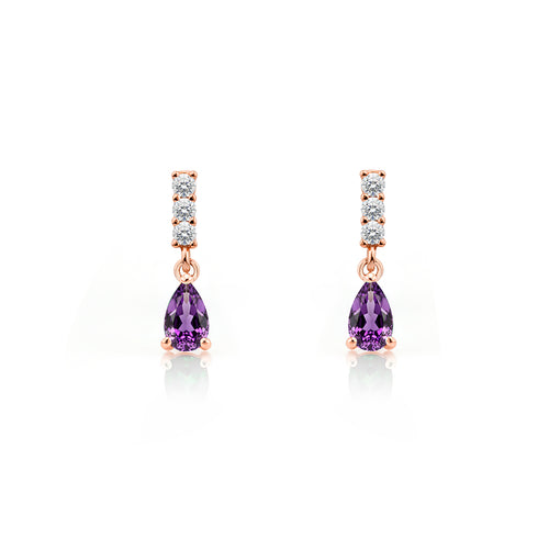 14K Gold Amethyst Drop Earrings