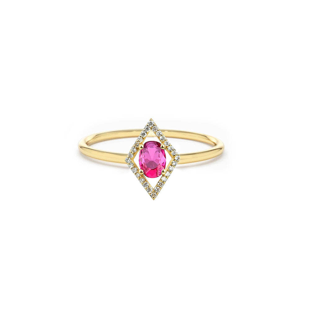 14K Gold Oval Pink Sapphire Ring / Anniversary Gift