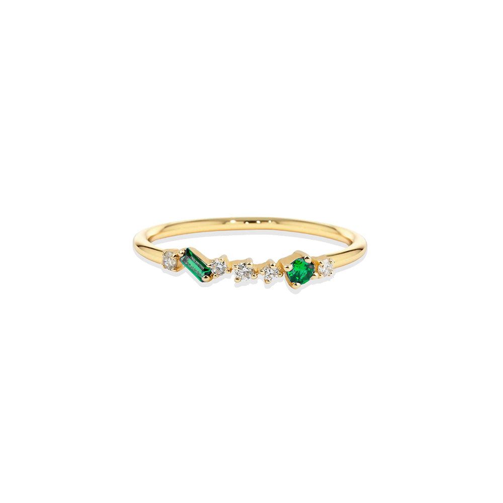 14K Gold Diamond Ring / Emerald Promise Ring