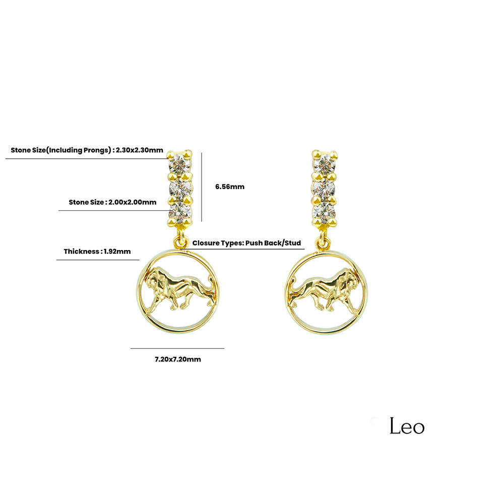 14K Gold Diamond Leo Earrings