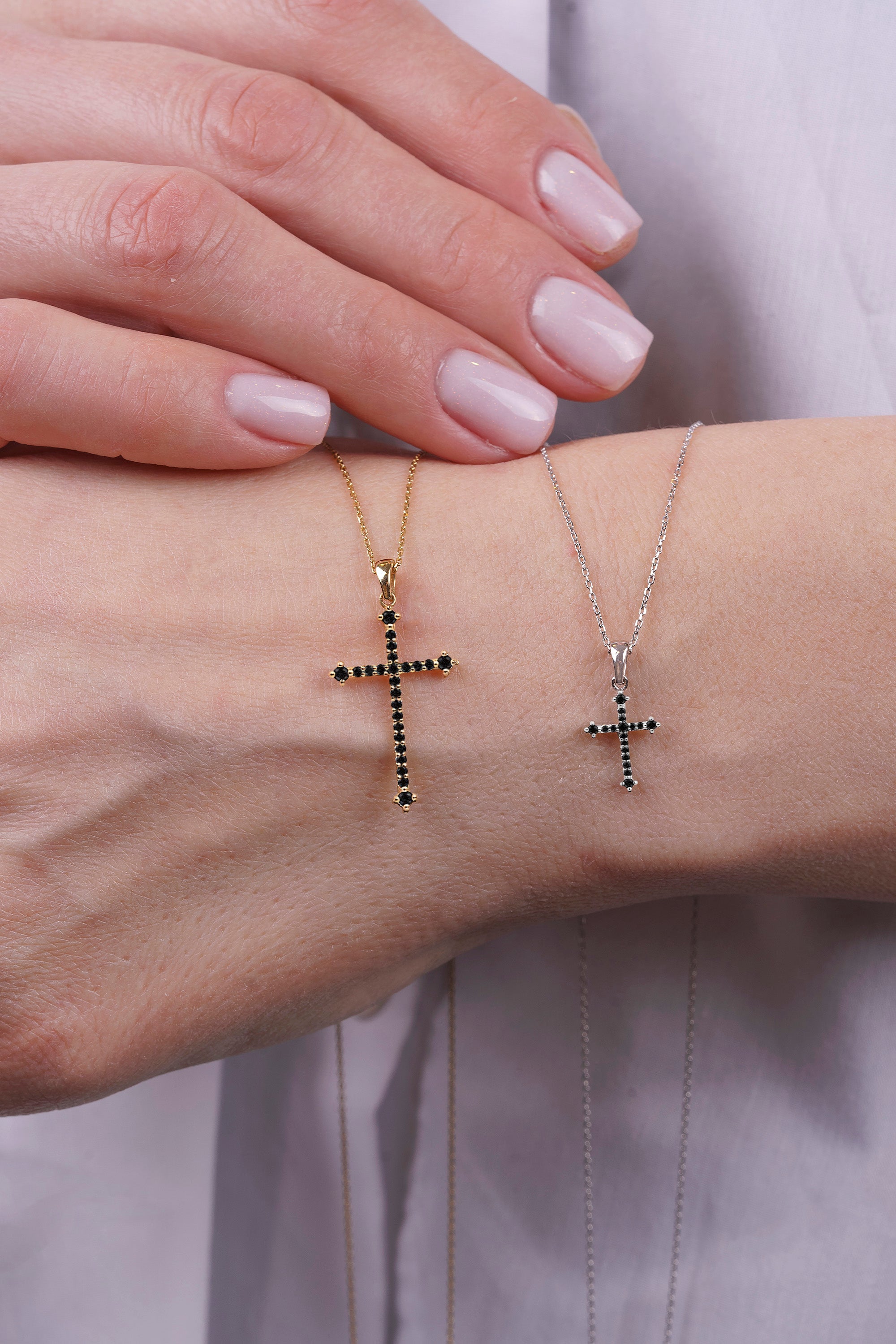 Natural Black Diamond Religious Necklace / Christmas Gift
