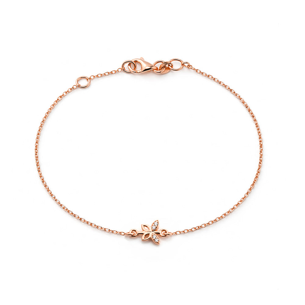 14K Gold Butterfly Bracelet / Diamond Butterfly Charm Bracelet