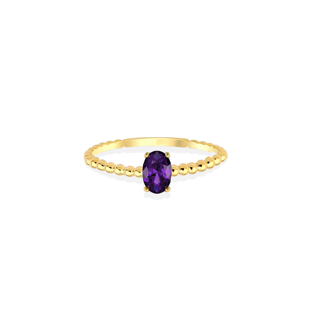 14K Gold Oval Amethyst Ring / Birthday Gift