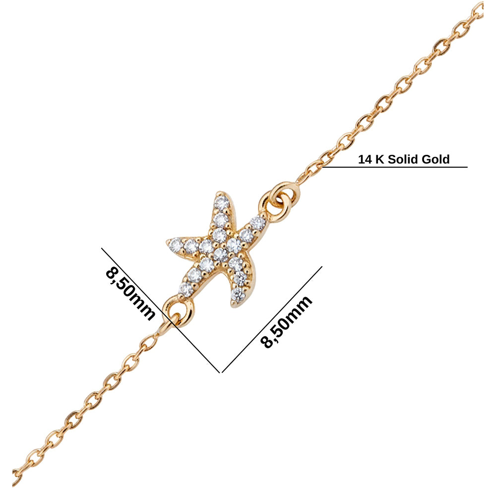 14K Gold Starfish Bracelet / Beach Jewelry