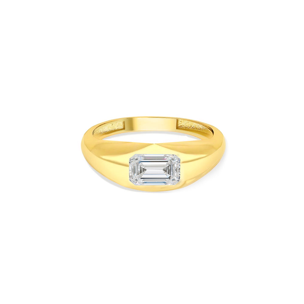 14K Gold Chunky White Sapphire Ring