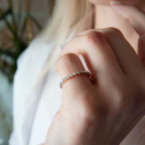 14K Gold Thin Baguette Diamond Band