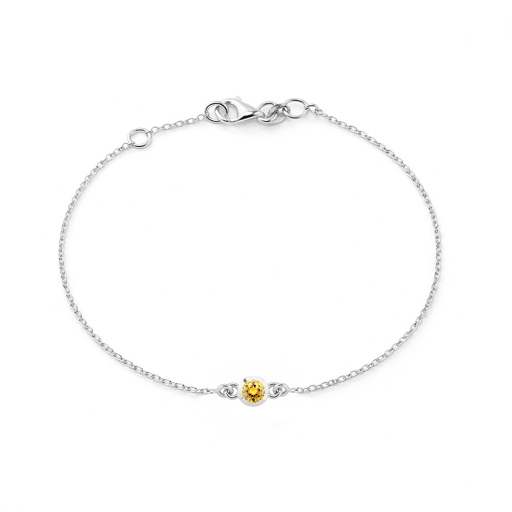 14K Gold Round Citrine Bracelet, Anniversary Bracelet