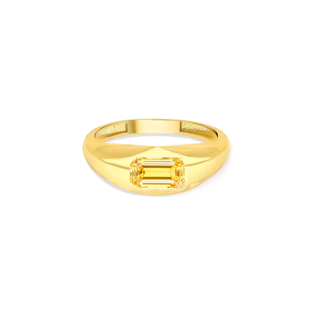 14K Gold Geometric Citrine Ring