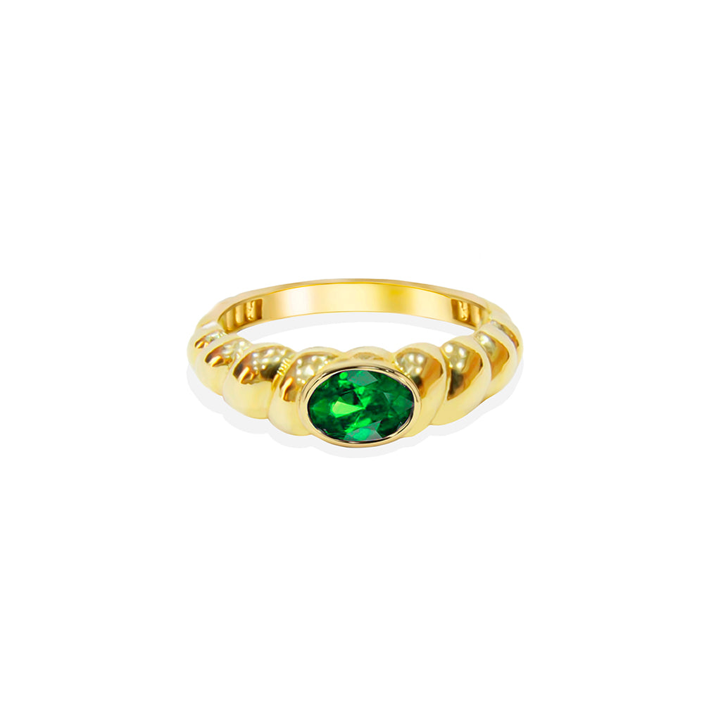14K Gold Natural Emerald Bubble Ring