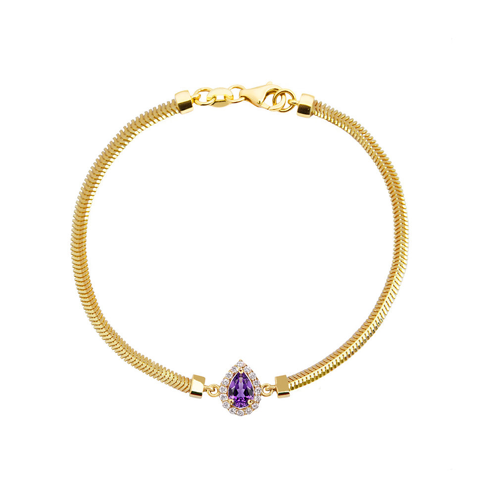 14K Solid Gold Amethyst Bracelet / Diamond Bracelet