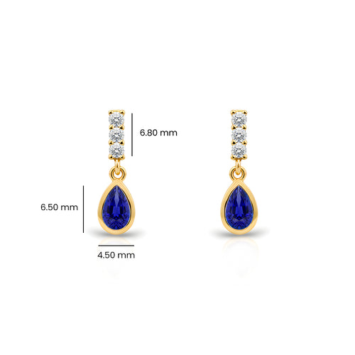 14K Gold Sapphire Teardrop Earrings