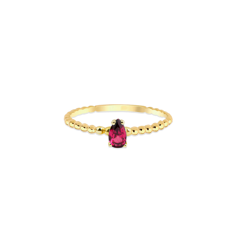 14K Gold Pear Ruby Ring / Birthday Gift