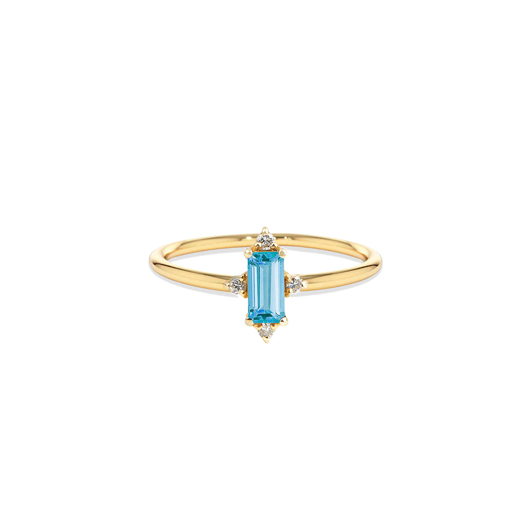 14K Gold Aquamarine Engagement Ring